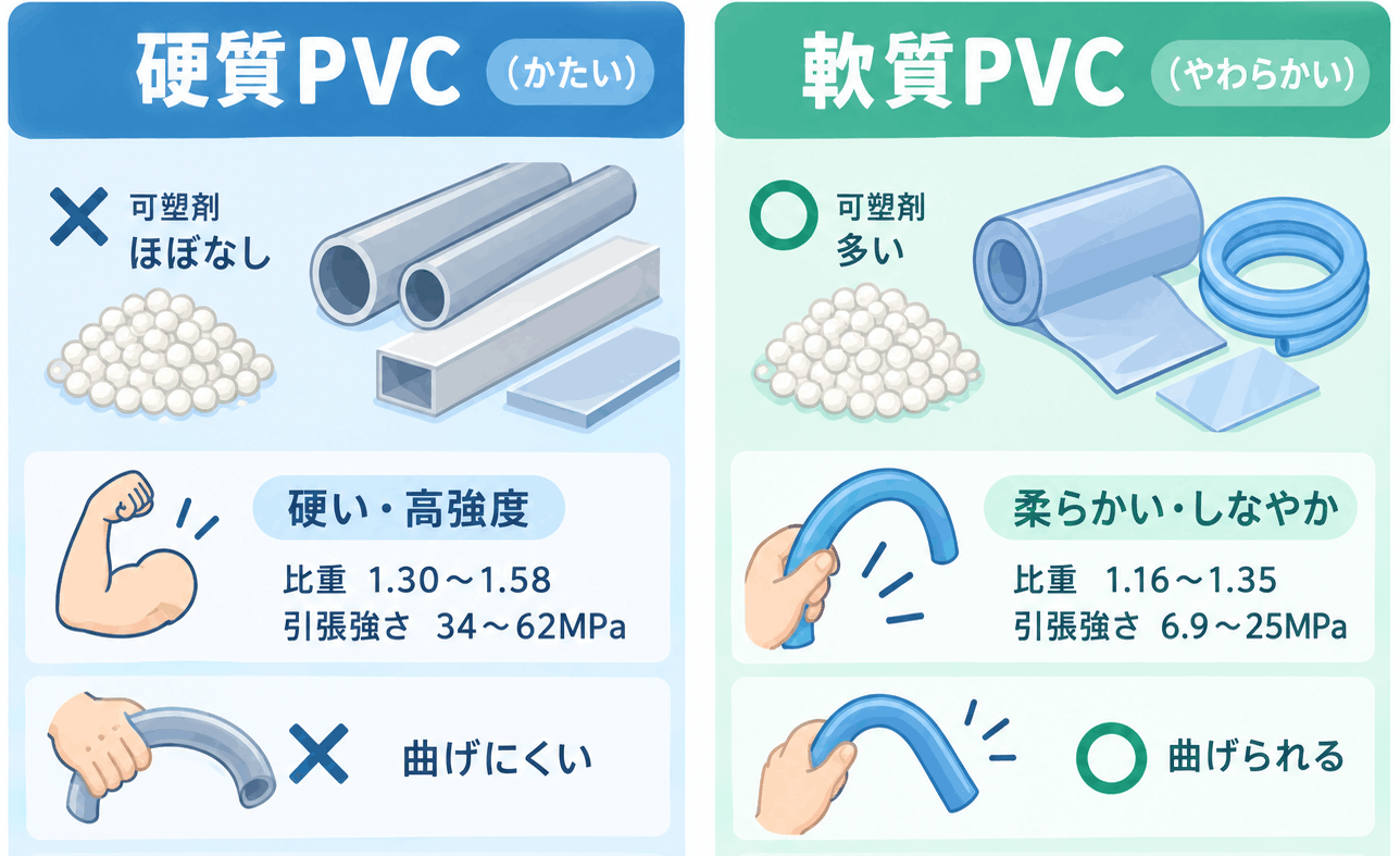 硬質PVC,軟質PVC,違い